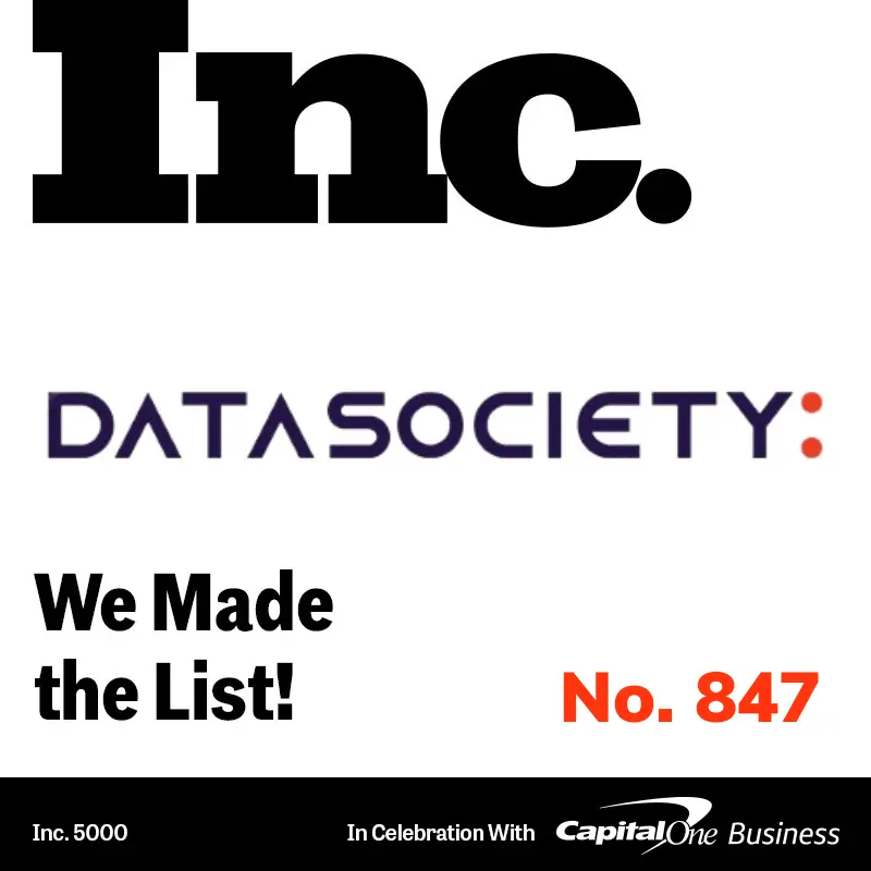 For the 2nd Consecutive Year, Data Society is Ranked on the Inc. 5000 Annual List